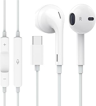 Apple Earbuds, USB C Wired Earphones Noise Canceling Isolating with USB-C Plug (Built-in Microphone & Volume Control) for Phone 15 Android Smartphone and Other USB C Type C Device Apple Earbuds, USB C Wired Earphones Noise Canceling Isolating with USB-C Plug (Built-in Microphone & Volume Control) for Phone 15 Android Smartphone and Other USB C Type C Device